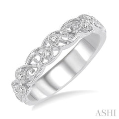 1/10 Ctw Round Cut Diamond Stack Band in 14K White Gold 1/10 Ctw Round Cut Diamond Stack Band in 14K White Gold