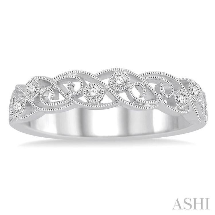 1/10 Ctw Round Cut Diamond Stack Band in 14K White Gold 1/10 Ctw Round Cut Diamond Stack Band in 14K White Gold