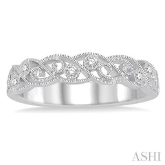 1/10 Ctw Round Cut Diamond Stack Band in 14K White Gold 1/10 Ctw Round Cut Diamond Stack Band in 14K White Gold