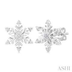 1/10 Ctw Petite Snowflake Round Cut Diamond Halo Fashion Stud Earring in 10K White Gold 1/10 Ctw Petite Snowflake Round Cut Diamond Halo Fashion Stud Earring in 10K White Gold