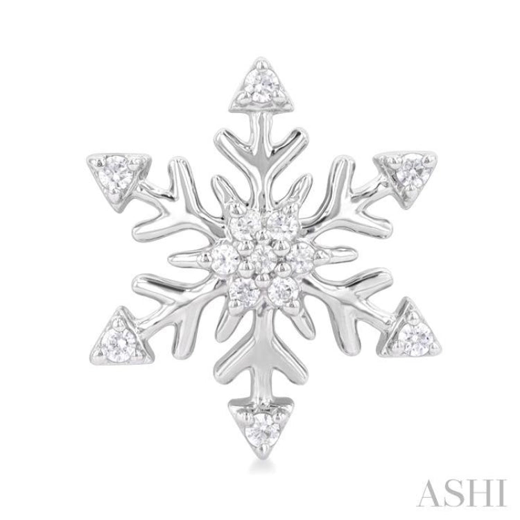 1/10 Ctw Petite Snowflake Round Cut Diamond Halo Fashion Stud Earring in 10K White Gold 1/10 Ctw Petite Snowflake Round Cut Diamond Halo Fashion Stud Earring in 10K White Gold
