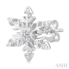 1/10 Ctw Petite Snowflake Round Cut Diamond Halo Fashion Stud Earring in 10K White Gold 1/10 Ctw Petite Snowflake Round Cut Diamond Halo Fashion Stud Earring in 10K White Gold