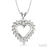 1/2 Ctw Round Cut Diamond Heart Pendant in 14K White Gold with Chain