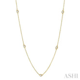 1/3 Ctw Round Cut Diamond Station Necklace in 14K Yellow Gold