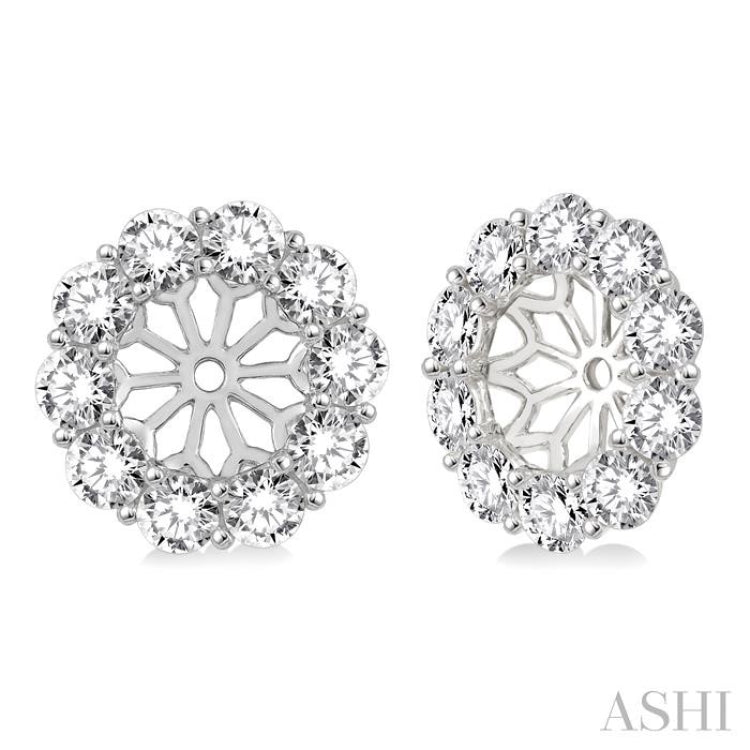 2 Ctw Round Cut Diamond Earring Jacket in 14K White Gold 2 Ctw Round Cut Diamond Earring Jacket in 14K White Gold