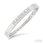1/4 Ctw 'HANNAH' Block Name Single Cut Diamond Bangle in 10K White Gold