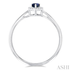 5x3 MM Pear Shape Sapphire and 1/20 Ctw Single Cut Diamond Halo Precious Ring in 10K White Gold 5x3 MM Pear Shape Sapphire and 1/20 Ctw Single Cut Diamond Halo Precious Ring in 10K White Gold