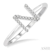 1/20 Ctw Initial 'N' Round Cut Diamond Fashion Ring in 10K White Gold
