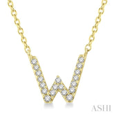1/20 Ctw Initial 'W' Round Cut Diamond Pendant With Chain in 10K Yellow Gold