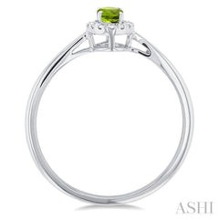 5x3 MM Oval Shape Peridot and 1/20 Ctw Single Cut Diamond Halo Semi-Precious Ring in 10K White Gold 5x3 MM Oval Shape Peridot and 1/20 Ctw Single Cut Diamond Halo Semi-Precious Ring in 10K White Gold