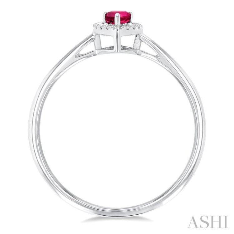 5x3 MM Pear Shape Pink Tourmaline and 1/20 Ctw Single Cut Diamond Halo Semi-Precious Ring in 10K White Gold 5x3 MM Pear Shape Pink Tourmaline and 1/20 Ctw Single Cut Diamond Halo Semi-Precious Ring in 10K White Gold