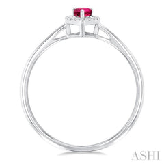 5x3 MM Pear Shape Pink Tourmaline and 1/20 Ctw Single Cut Diamond Halo Semi-Precious Ring in 10K White Gold 5x3 MM Pear Shape Pink Tourmaline and 1/20 Ctw Single Cut Diamond Halo Semi-Precious Ring in 10K White Gold