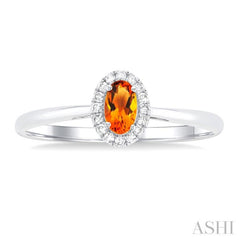5x3 MM Oval Shape Citrine and 1/20 Ctw Single Cut Diamond Halo Semi-Precious Ring in 10K White Gold 5x3 MM Oval Shape Citrine and 1/20 Ctw Single Cut Diamond Halo Semi-Precious Ring in 10K White Gold
