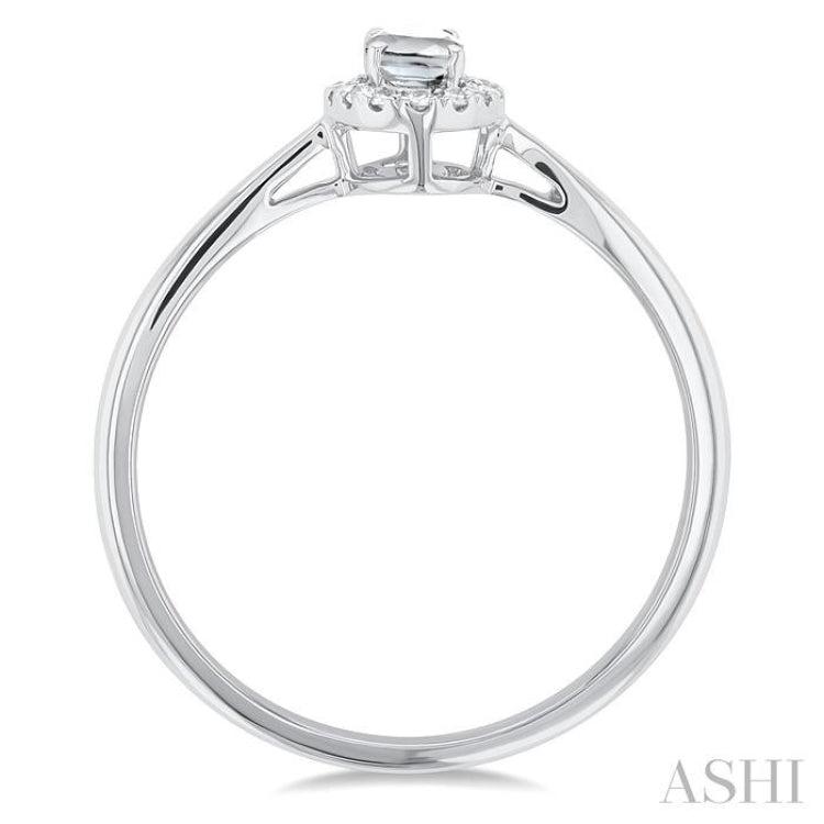5x3 MM Oval Shape White Topaz and 1/20 Ctw Single Cut Diamond Halo Semi-Precious Ring in 14K White Gold 5x3 MM Oval Shape White Topaz and 1/20 Ctw Single Cut Diamond Halo Semi-Precious Ring in 14K White Gold