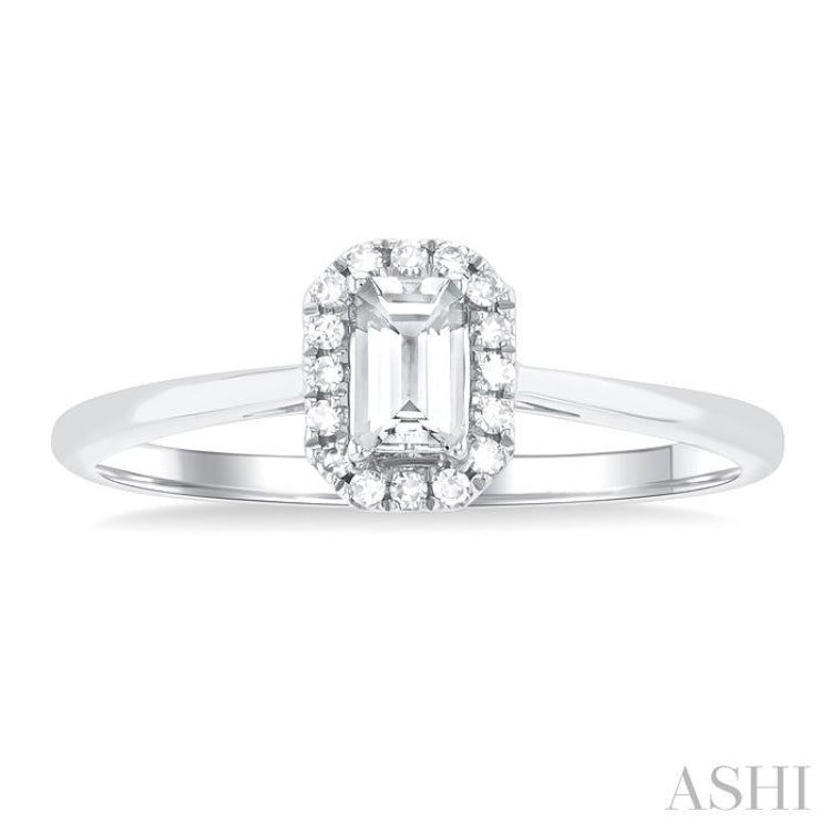 5x3 MM Octagonal Shape White Topaz and 1/20 Ctw Single Cut Diamond Halo Semi-Precious Ring in 10K White Gold 5x3 MM Octagonal Shape White Topaz and 1/20 Ctw Single Cut Diamond Halo Semi-Precious Ring in 10K White Gold
