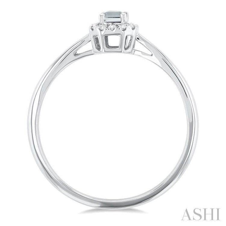 5x3 MM Octagonal Shape White Topaz and 1/20 Ctw Single Cut Diamond Halo Semi-Precious Ring in 10K White Gold 5x3 MM Octagonal Shape White Topaz and 1/20 Ctw Single Cut Diamond Halo Semi-Precious Ring in 10K White Gold