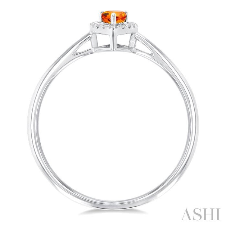 5x3 MM Pear Shape Citrine and 1/20 Ctw Single Cut Diamond Halo Semi-Precious Ring in 14K White Gold 5x3 MM Pear Shape Citrine and 1/20 Ctw Single Cut Diamond Halo Semi-Precious Ring in 14K White Gold