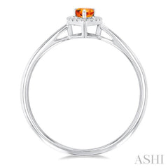 5x3 MM Pear Shape Citrine and 1/20 Ctw Single Cut Diamond Halo Semi-Precious Ring in 14K White Gold 5x3 MM Pear Shape Citrine and 1/20 Ctw Single Cut Diamond Halo Semi-Precious Ring in 14K White Gold