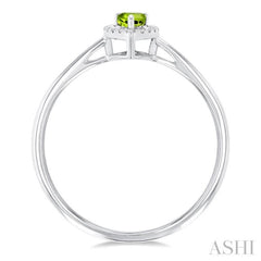 5x3 MM Pear Shape Peridot and 1/20 Ctw Single Cut Diamond Halo Semi-Precious Ring in 14K White Gold 5x3 MM Pear Shape Peridot and 1/20 Ctw Single Cut Diamond Halo Semi-Precious Ring in 14K White Gold