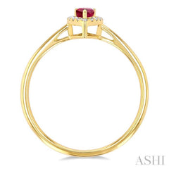 5x3 MM Pear Shape Ruby and 1/20 Ctw Single Cut Diamond Halo Precious Ring in 10K Yellow Gold 5x3 MM Pear Shape Ruby and 1/20 Ctw Single Cut Diamond Halo Precious Ring in 10K Yellow Gold