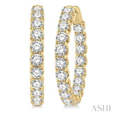 10 Ctw Inside-Out Round Cut Diamond Hoop Earrings in 14K Yellow Gold