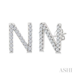1/8 Ctw Initial 'N' Single Cut Diamond Earrings in 10K White Gold 1/8 Ctw Initial 'N' Single Cut Diamond Earrings in 10K White Gold