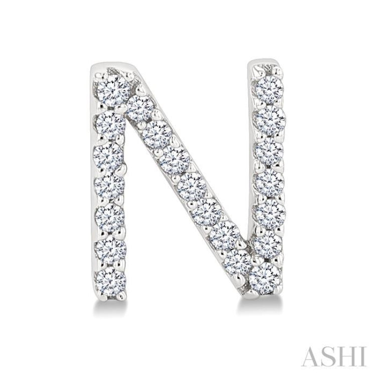 1/8 Ctw Initial 'N' Single Cut Diamond Earrings in 10K White Gold 1/8 Ctw Initial 'N' Single Cut Diamond Earrings in 10K White Gold