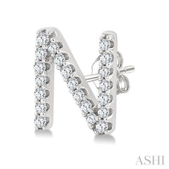1/8 Ctw Initial 'N' Single Cut Diamond Earrings in 10K White Gold 1/8 Ctw Initial 'N' Single Cut Diamond Earrings in 10K White Gold