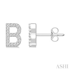 1/8 Ctw Initial 'B' Single Cut Diamond Earrings in 10K White Gold 1/8 Ctw Initial 'B' Single Cut Diamond Earrings in 10K White Gold
