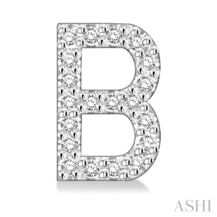 1/8 Ctw Initial 'B' Single Cut Diamond Earrings in 10K White Gold 1/8 Ctw Initial 'B' Single Cut Diamond Earrings in 10K White Gold
