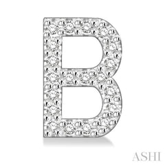 1/8 Ctw Initial 'B' Single Cut Diamond Earrings in 10K White Gold 1/8 Ctw Initial 'B' Single Cut Diamond Earrings in 10K White Gold