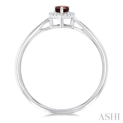 5x3 MM Pear Shape Garnet and 1/20 Ctw Single Cut Diamond Halo Semi-Precious Ring in 14K White Gold 5x3 MM Pear Shape Garnet and 1/20 Ctw Single Cut Diamond Halo Semi-Precious Ring in 14K White Gold