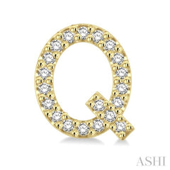 1/8 Ctw Initial 'Q' Single Cut Diamond Earrings in 10K Yellow Gold 1/8 Ctw Initial 'Q' Single Cut Diamond Earrings in 10K Yellow Gold