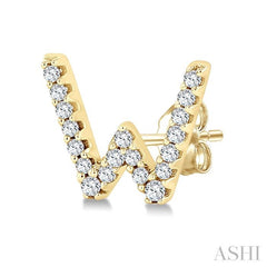 1/8 Ctw Initial 'W' Single Cut Diamond Earrings in 10K Yellow Gold 1/8 Ctw Initial 'W' Single Cut Diamond Earrings in 10K Yellow Gold
