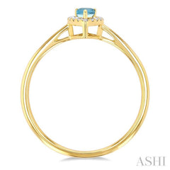 5x3 MM Pear Shape Aquamarine and 1/20 Ctw Single Cut Diamond Halo Semi-Precious Ring in 10K Yellow Gold 5x3 MM Pear Shape Aquamarine and 1/20 Ctw Single Cut Diamond Halo Semi-Precious Ring in 10K Yellow Gold