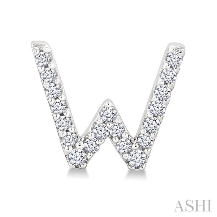 1/8 Ctw Initial 'W' Single Cut Diamond Earrings in 10K White Gold 1/8 Ctw Initial 'W' Single Cut Diamond Earrings in 10K White Gold