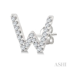 1/8 Ctw Initial 'W' Single Cut Diamond Earrings in 10K White Gold 1/8 Ctw Initial 'W' Single Cut Diamond Earrings in 10K White Gold
