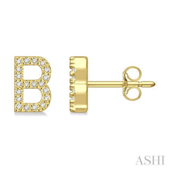 1/8 Ctw Initial 'B' Single Cut Diamond Earrings in 10K Yellow Gold 1/8 Ctw Initial 'B' Single Cut Diamond Earrings in 10K Yellow Gold