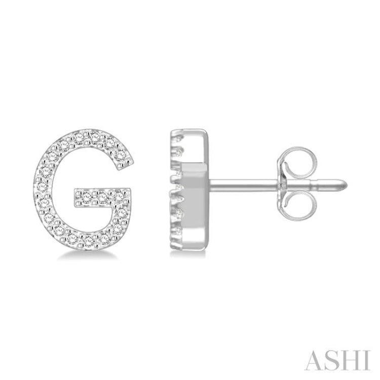 1/8 Ctw Initial 'G' Single Cut Diamond Earrings in 10K White Gold 1/8 Ctw Initial 'G' Single Cut Diamond Earrings in 10K White Gold