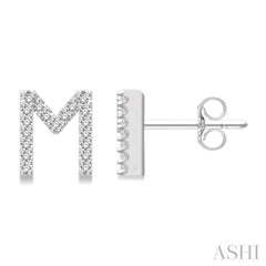1/8 Ctw Initial 'M' Single Cut Diamond Earrings in 10K White Gold 1/8 Ctw Initial 'M' Single Cut Diamond Earrings in 10K White Gold