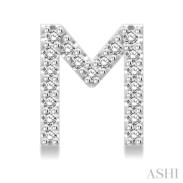 1/8 Ctw Initial 'M' Single Cut Diamond Earrings in 10K White Gold 1/8 Ctw Initial 'M' Single Cut Diamond Earrings in 10K White Gold