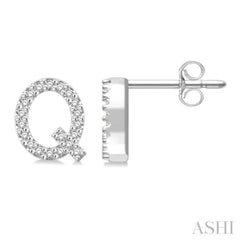 1/8 Ctw Initial 'Q' Single Cut Diamond Earrings in 10K White Gold 1/8 Ctw Initial 'Q' Single Cut Diamond Earrings in 10K White Gold