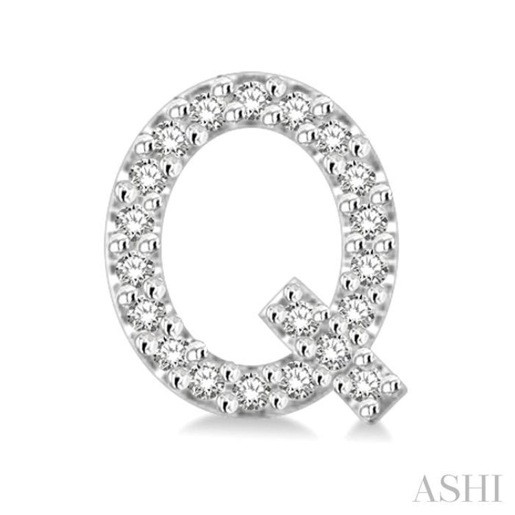 1/8 Ctw Initial 'Q' Single Cut Diamond Earrings in 10K White Gold 1/8 Ctw Initial 'Q' Single Cut Diamond Earrings in 10K White Gold
