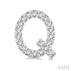 1/8 Ctw Initial 'Q' Single Cut Diamond Earrings in 10K White Gold 1/8 Ctw Initial 'Q' Single Cut Diamond Earrings in 10K White Gold