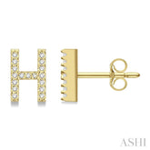 1/10 Ctw Initial 'H' Single Cut Diamond Earrings in 10K Yellow Gold
