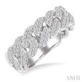 1/2 Ctw Cuban Link Round Cut Diamond Fashion Band in 14K White Gold