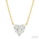 1/10 Ctw Lovebright Petite Heart Shape Round Cut Diamond Fashion Pendant With Chain in 10K Yellow Gold