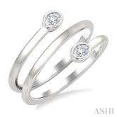 1/5 Ctw Spiral Bezel Set Oval Cut Diamond Fashion Ring in 14K White Gold