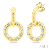 1/6 Ctw Suspended Circle Round Cut Diamond Mosaic Fashion Earring in 10K Yellow Gold