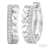 1/10 Ctw Petite Heart Shape Round Cut Diamond Fashion Huggies Earrings in 10K White Gold